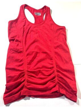 Athleta Womens Activewear Red Racerback Ruched Tank Top Size M  Made In Portugal